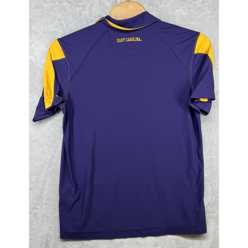 Vintage Nike Dri-Fit East Carolina Pirates Purple Yellow Polo Shirt Men's L EUC - Picture 2 of 5